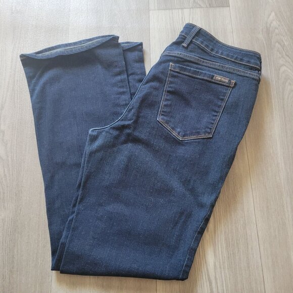 Eddie Bauer Womens Slightly Curvy Boot Cut Jeans Size 14 Dark Wash Denim - Picture 1 of 5